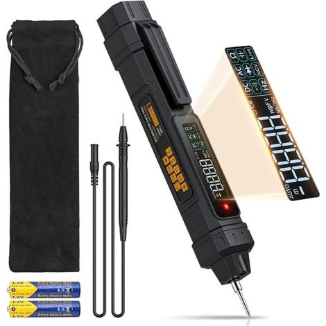 Multimètre numérique TRMS 6000 avec détection de tension sans contact (NCV), écran LCD, mesure AC/DC, résistance, diode, continuité, capacité, fréquence (1/5)