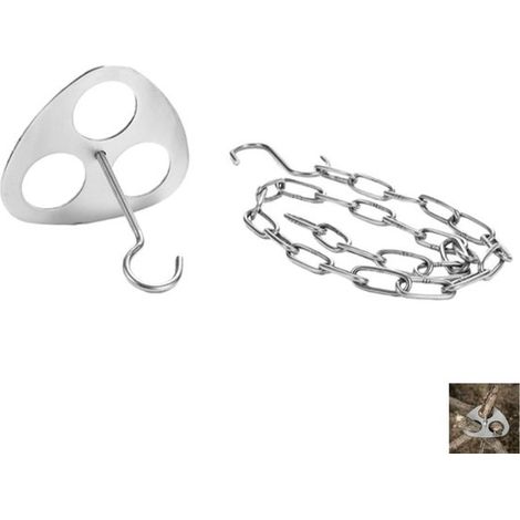 Trípode camping, Trípode portátil acero inoxidable camping, Chimenea/cocina portátil cadena ajustable 70,5 cm, Plateado, 10,7 × 9,7 cm (1/5)