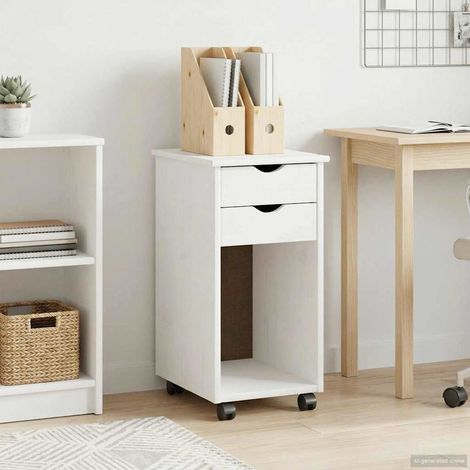 vidaXL Mobile con Ruote Bianco 34 x 39 x 65,5 cm