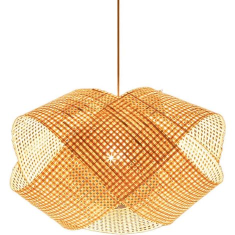 Lampe Suspendue Faite à la Main, Suspension Réglable en Bambou de Rotin pour le Salon,40CM (1/5)
