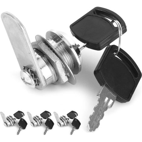 Lot de 4 verrous à came tubulaires de rechange avec clés pour boîtes à outils, tiroirs, armoires et casiers, pour remorques et camping-cars (diamètre 15 mm). (1/5)