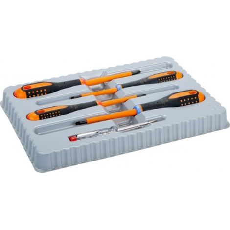 BAHCO - Jeu de Tvis ERGO™ isolés VDE à pointe Combi pr vis à fente, vis PH et vis PZ-5pc