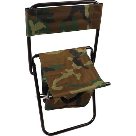 Chaise de camping tube acier toile Oxford pliante portable tabouret avec sac pour pêche pique-nique plage camouflage (1/5)