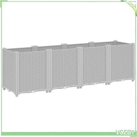 Jardinière - FAFEICY - 367857 - 160x40x53 cm - 4 bacs modulaires - aspect rotin (1/5)