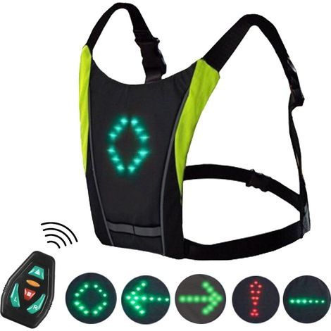Lampe d'alerte lumineuse sans fil télécommandée, sac lumineux pour cyclistes, gilet réfléchissant lumineux deng (1/3)