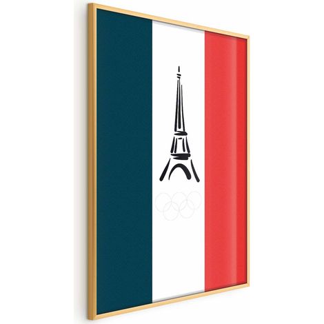 Poster – Grafik des Eiffelturms vor dem Hintergrund der französischen Flagge (1/4)