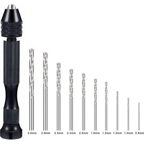 Professionelle Handbohrer mit Schraubstockbefestigung, Mini-Spiralbohrer (0,8–3,0 mm), Set mit 11 Präzisions-Handbohrern für Rotationswerkzeuge (1/5)