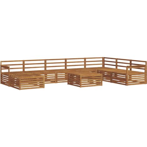 Outdoor Sofa Set 9 pcs Natural Solid Acacia Wood vidaXL (1/5)