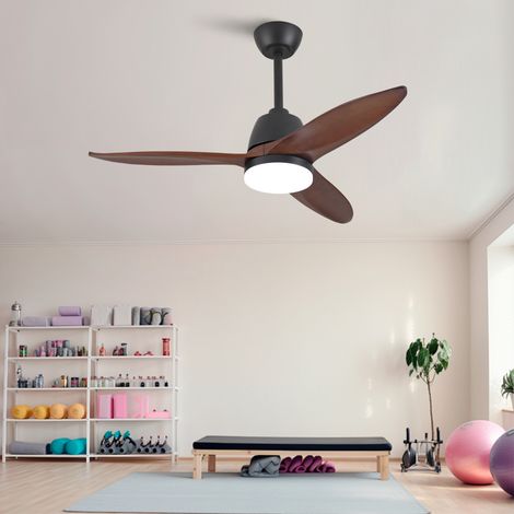 Ventilador de techo de 42" con LED de 3 tonos, aspas de madera maciza, negro HAVRYA (1/5)