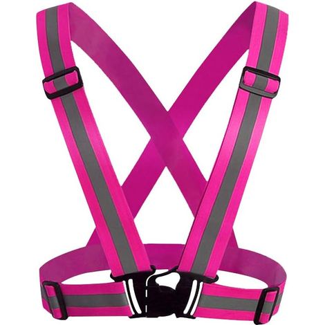 Lot de 2 gilets réfléchissants ajustables haute visibilité pour la course à pied nocturne, le cyclisme et la randonnée en extérieur, rose[NX] (1/5)