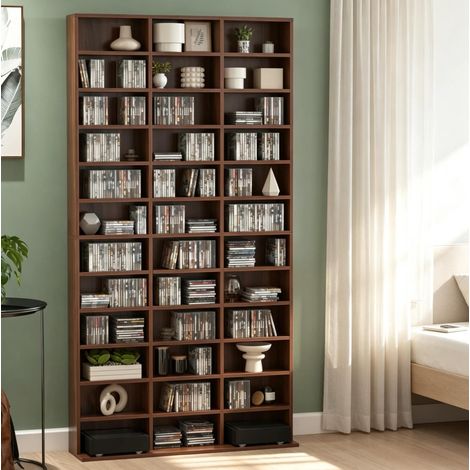 Estantería para CD marrón de 102x23,5x195 cm con 36 compartimentos ajustables (1/5)