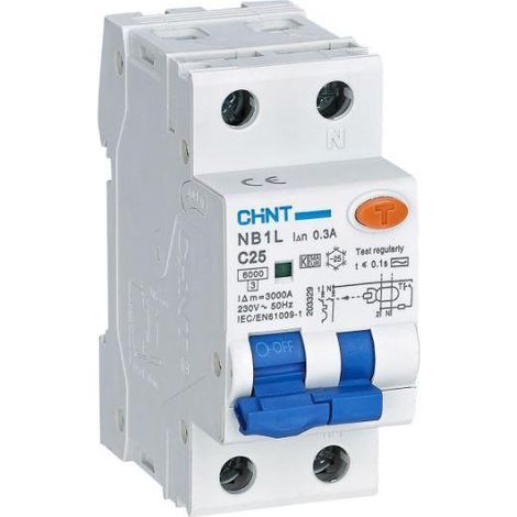 Chint 203292 nb1l2/c6-1pn-6-ac30- 1p+n 6a interruptor diferencial