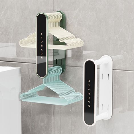 Support mural pour cintres extensible  installation sans perçage  rangement de penderie gain de place  peut accueillir jusqu’à 70 cintres  blanc et vert (1/5)