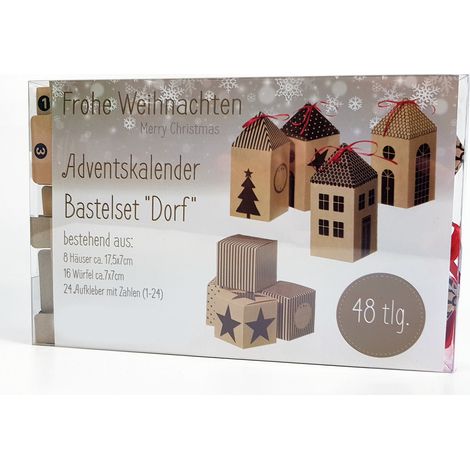 Moderner Adventskalender mit Boxen zum selber befüllen - Würfel und Häuser