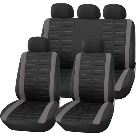 Funda universal para asiento de coche, color negro y gris, juego de fundas universales para asientos delanteros y traseros, accesorios de interior, gadgets. (1/5)