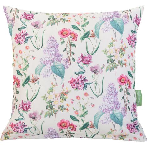 Gardenista - Coussin imprimé d'extérieur, 45x45 cm coussins décoratifs résistants à l'eau, oreillers carrés avec rembourrage en fibres creuses, oreillers de jardin légers - Pré fleuri crème (1/5)