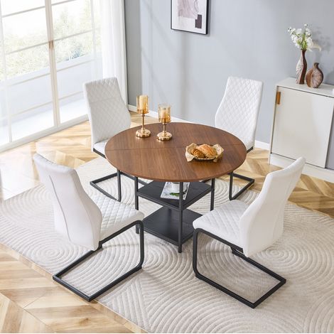 Set tavolo sedie rotondo con ripiani MDF 107 cm OKMYHOME (1/5)