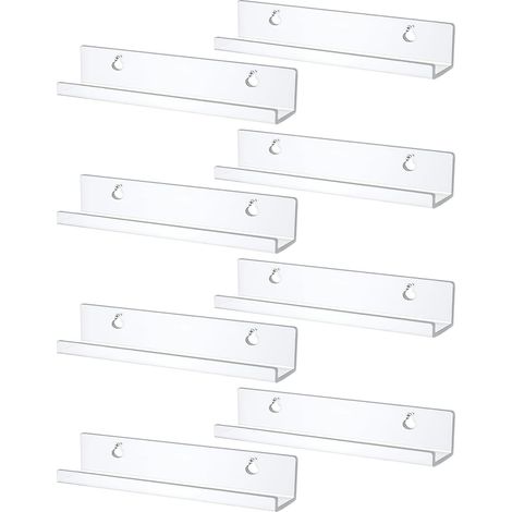 Lot de 8 supports muraux pour disques vinyles - 30,5 cm - Acrylique transparent - Étagère flottante pour vinyles, albums et décoration stable (1/5)