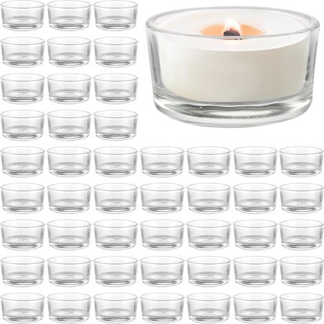Lot de 48 Photophore Verre 47x43x26mm, Photophore Bougie, Porte Bougie pour Mariage, Anniversaire, Vacances, Bougies Et Photophores (1/5)