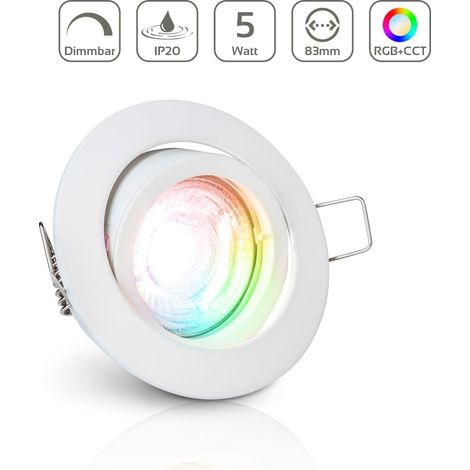 Einbauspot IP20 rund schwenkbar Bajonettverschluss - Farbe: Weiß - LED Leuchtmittel: GU10 5W RGB+CCT