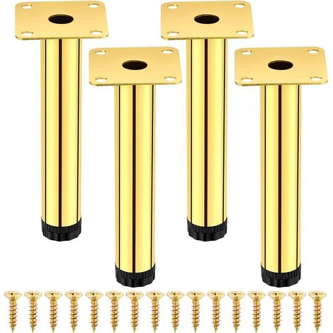 Set di 4 piedini regolabili per mobili da 15 cm, piedini per divano da 15 cm, piedini in metallo per divano, set di 4 per armadi, ripiani da cucina, divani, tavoli, scrivanie, credenze (oro) (1/5)