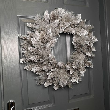 50cm Premier Snow Tipped Silver Christmas Glitter Door Wreath Decoration (1/5)