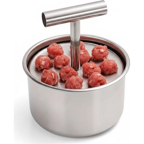 Moule à boulettes de viande, 12 boulettes, en acier inoxydable, avec presse manuelle, attendrisseur de viande, ustensiles de cuisine, 11,3 × 6,5 cm (1/5)