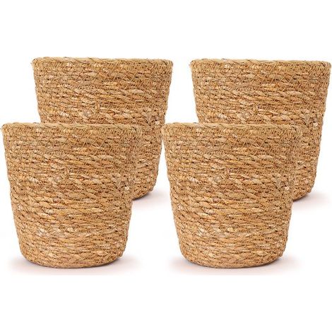 Bloomique - Lot de 4 - Cache-pots Maki - Pots de fleurs - Fabriqués en jonc de mer durable - Hauteur 13 cm - Ø13 cm