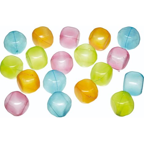 Cubitos de hielo reutilizables BarCraft, 18 cubitos de hielo de plástico, forma rectangular, colores rosa, naranja, verde y azul, 25 cm cada uno, 1 juego