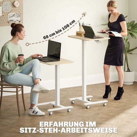 Stehpult mit Laptopständer, höhenverstellbar, 4 Rollen, 65 cm x 48 cm x 108 cm, Gelb (1/5)