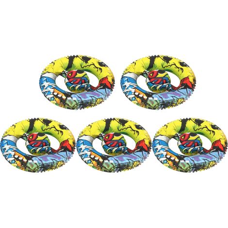 Lot de 5 anneaux de préhension ronds en silicone imprimé, jouet anti-stress pour la rééducation des doigts à domicile.