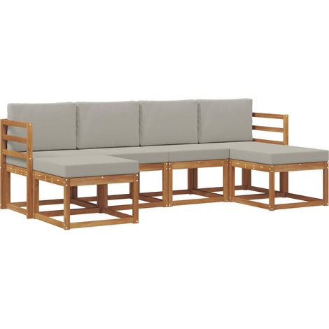 Conjunto de sofás de exterior 6 pcs Gris Natural y Claro vidaXL (1/5)
