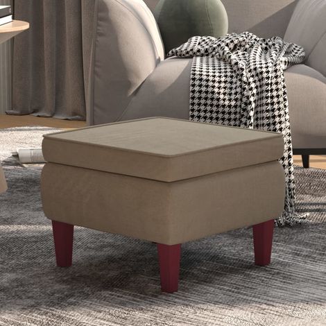 Repose-pied, Tabouret Bas Pouf, Tabouret avec pieds pour Salon ou Chambre en bois Gris clair Velours HAV6969 (1/5)