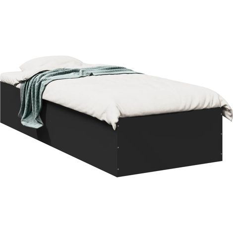 Lit simple Lit adulte Cadre de lit sans matelas noir 75x190 cm bois ingénierie (1/5)
