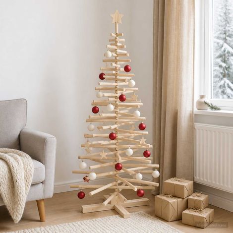 vidaXL Árbol de Navidad de madera KOTKA 180 cm Madera de Pino Maciza (1/5)