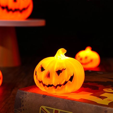 Lampe Citrouille - LED Orange Chaleureux - Fonctionne sur Piles - Décoration Halloween Réutilisable - Lot de 1 (1/5)