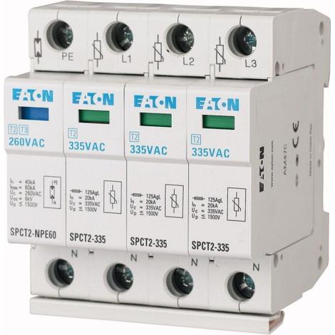 Parafoudres débrochables 3p+N 460VAC 20kA 000167626 EATON SPCT2-460-3+NPE