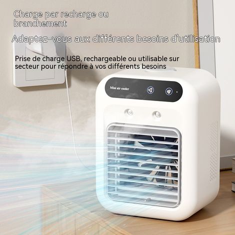 Ventilateur climatiseur portable blanc ivoire modèle premium, refroidisseur d'air avec brumisation et humidification pour maison et bureau (1/5)