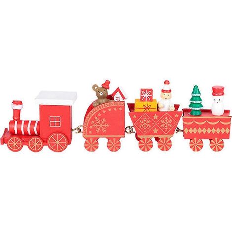Ornements de Noël en forme de train à quatre wagons, décoration de bureau de dessin animé-21X5.5X4cm-Red (1/2)