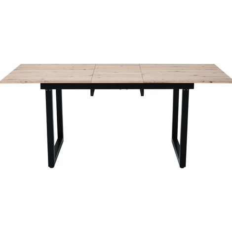 Mesa de comedor extensible 140/180 x 80 x 75 cm estilo industrial MDF acabado roble y negro (1/5)