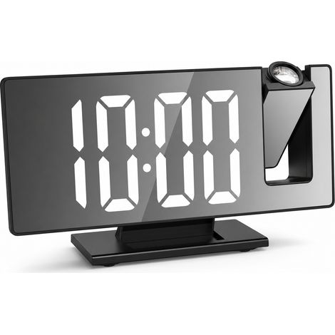Projector Alarm Clock Mirror Screen Snooze Desk Black White (1/5)