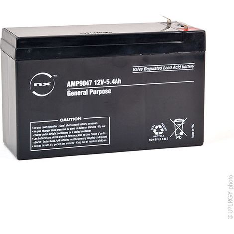 NX – Batterie plomb AGM 12V 5.4Ah – Technologie étanche – Compatible APC Back-UPS – Poids 1.74kg – Dimensions 151x53x99mm