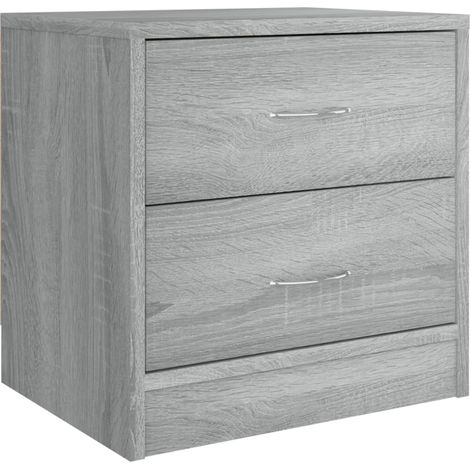 Mesita de noche con dos cajones 40 x 30 x 40 cm madera contrachapada gris DEC034601