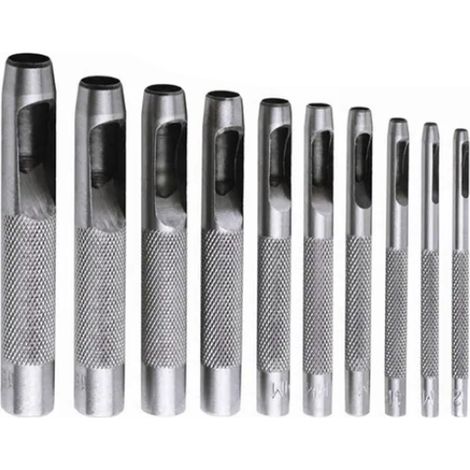 Ensemble de 10 emporte-pièces en acier au carbone haute dureté pour trous ronds creux dans le cuir, le plastique et le caoutchouc (1/5)