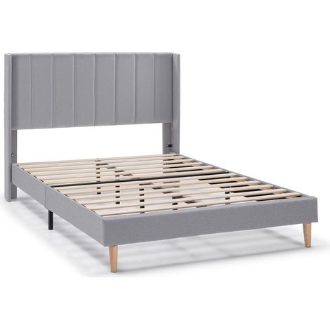 Estructura de cama tapizada Noelia de 30 cm, 150x190 cm, Gris Claro