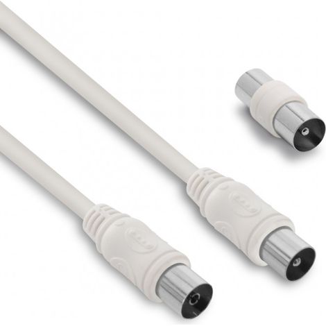 Câble TV coaxial 9,52 mm mâle/fem.+adaptateur mâle/mâle 5 m (1/2)