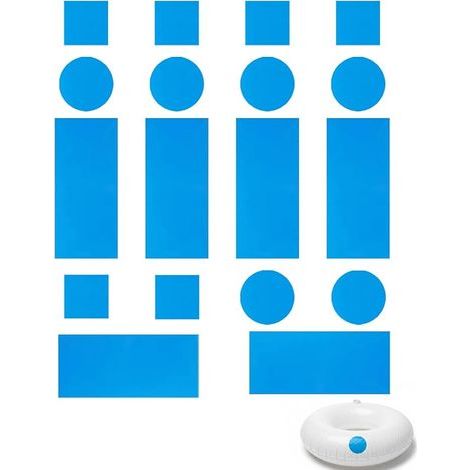 18-teiliges blaues Pool-Reparaturset, selbstklebend, wasserdicht und unter Wasser anwendbar, besonders stark und langlebig für Pools, Whirlpools und Schlauchboote, repariert Lecks schnell. (1/5)