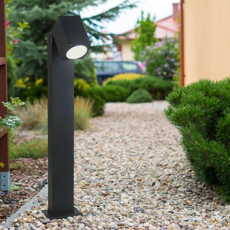 Lampada da giardino, lampada da terra per esterni, segnapasso, nero, con faretto orientabile, alluminio, 1x GU10, IP44, 80x10,5x11,75cm