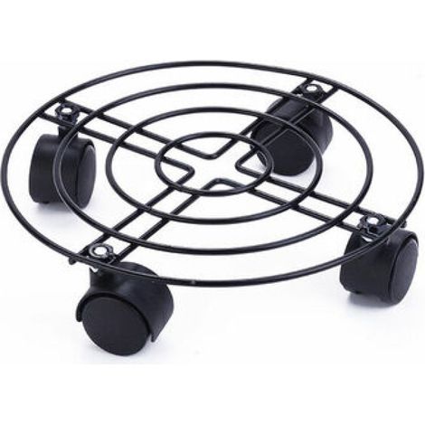 Support Pour Pot De Fleurs - Acier Poudré Noir - 25 x 25 x 6 cm - Roulettes Doubles - Charge Max 60 kg - Intérieur (1/5)