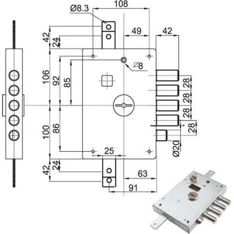 Serrure Sic.Triplex Gauche Dm E63 6112-1Se Atra